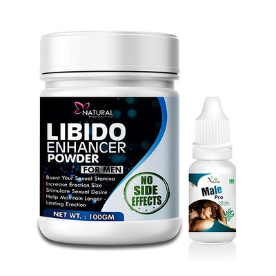 Natural Libido Enhancer Powder (For Men) 100 gm + Male Pro Oil 15 ml - Sexual Healthcare