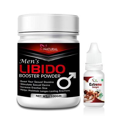 Natural Men's Libido Booster Powder 100 gm + Extreme Delight Oil 15 ml - Sexual Healthcare