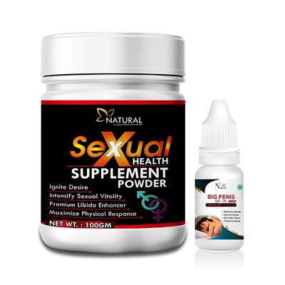 Natural Sexual Health Supplement Powder 100 gm + Big Penis Size Oil 15 ml - Sexual Healthcare