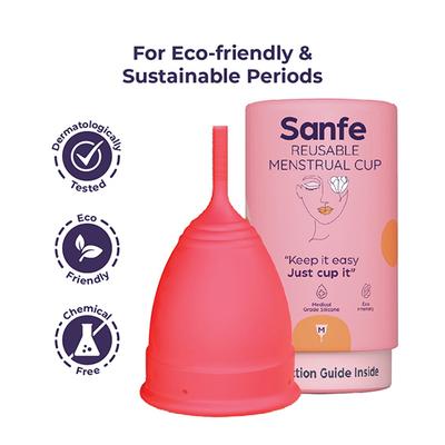Sanfe Combo Pack (Reusable Menstrual Cup - Medium + Intimate Wash 100 ml + Menstrual Cup Wash 100 ml) - Menstrual Cups