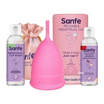 Sanfe Combo Pack (Reusable Menstrual Cup - Small + Intimate Wash 100 ml + Menstrual Cup Wash 100 ml) - Menstrual Cups