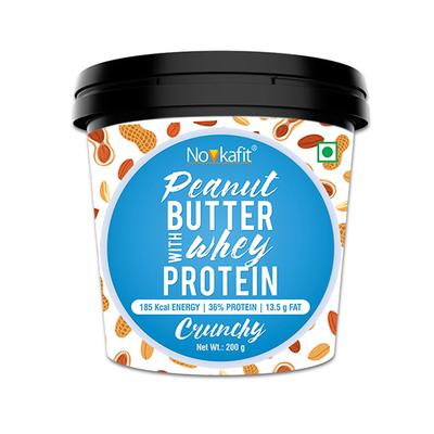 Novkafit Peanut Butter with Whey Protein - Crunchy 200 gm - Whey Proteins
