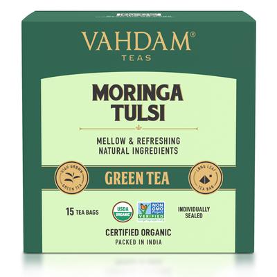 Vahdam Green Tea Bags - Moringa Tulsi 15's - Teas