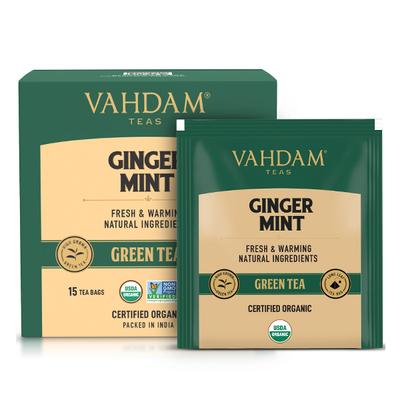 Vahdam Green Tea Bags - Ginger Mint 15's - Teas
