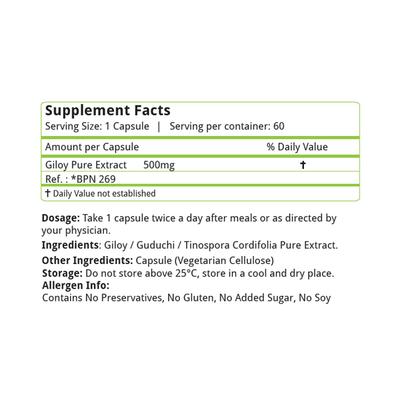 Natures Velvet Giloy 500 mg Veg capsule 60's - Giloy