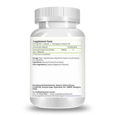 Natures Velvet Mucuna Pruriens 500 mg Veg capsule 60's - Speciality Medicines