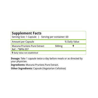 Natures Velvet Mucuna Pruriens 500 mg Veg capsule 60's - Speciality Medicines