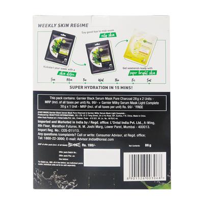 Garnier Super Detox & Brightening Combo Serum Sheet Masks (Buy 2 Get 1 Free) - Masks & Peels