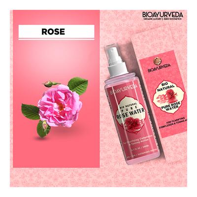 Bioayurveda Bio Natural Pure Rose Water 200 ml - Toners