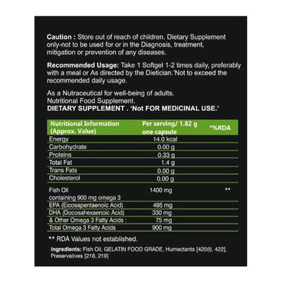 Alvizia Omega 3 Fish Oil 1400 mg Softgel Capsule 60's - Omega Fish Oil Fatty Acids