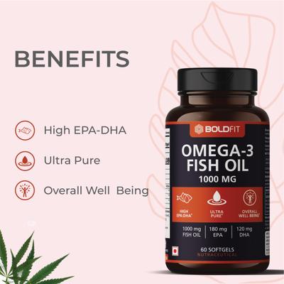 Boldfit Omega-3 Fish Oil 1000 mg Softgel Capsule 60's - Omega Fish Oil Fatty Acids