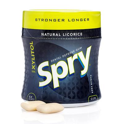 Spry Dental Defense Sugar Free Gum - Natural Licorice 55's - Mouth Refreshners