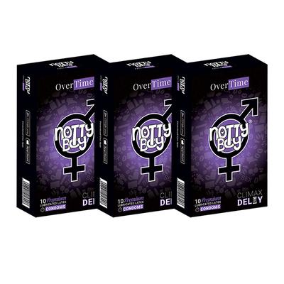 NottyBoy OverTime Premium Lubricated Latex Condoms - Climax Delay (Pack of 3 X 10's) - Plain/Flavoured Condoms