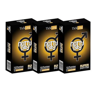 NottyBoy TickLing Premium Lubricated Latex Condoms - Super Dotted (Pack of 3 X 10's) - Plain/Flavoured Condoms