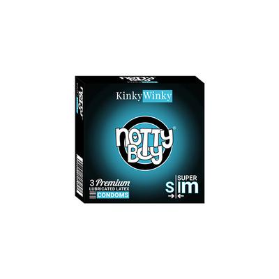 NottyBoy KinkyWinky Premium Lubricated Latex Condoms - Super Slim 3's - Plain/Flavoured Condoms