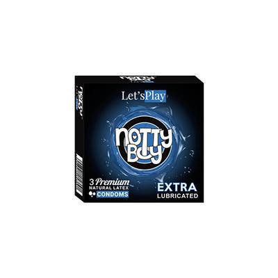 NottyBoy Let'sPlay Premium Lubricated Latex Condoms - Extra Lubricated 3's - Plain/Flavoured Condoms