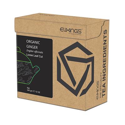 Elixings Organic Tea Ingredient Loose Leaf Cut - Ginger 340 gm - Teas