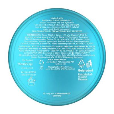 Nivea Men Face Moisturiser Non-Sticky Gel - Fresh 75 ml - Face Gels