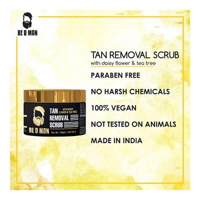 Be O Man Tan Removal Face Scrub - White Daisy Flower & Tea Tree 100 gm - Face Scrubs