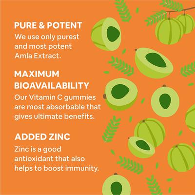CF Natural Vitamin C & Zinc Veg Gummies for Immunity - Orange Flavour 60's - Multi-Vitamins