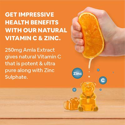 CF Natural Vitamin C & Zinc Veg Gummies for Immunity - Orange Flavour 60's - Multi-Vitamins