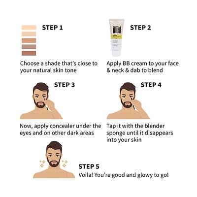 MensXP Mud Men's Natural BB Face Cream 50 ml + Men's Concealer Stick 2.5 gm - (027 Medium Light) 50 ml - Face Creams