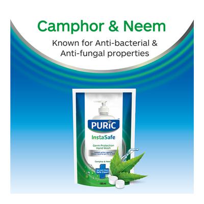 Puric InstaSafe Germ Protection Hand Wash - Camphor & Neem (Refill) 185 ml - Hand Wash & Soaps