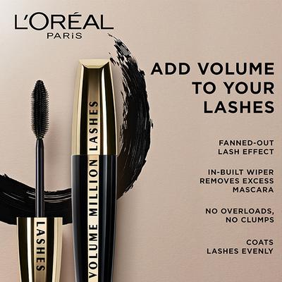 L'Oreal Paris Volume Million Lashes Mascara, Washable, Black 9.2 Gm - Mascaras