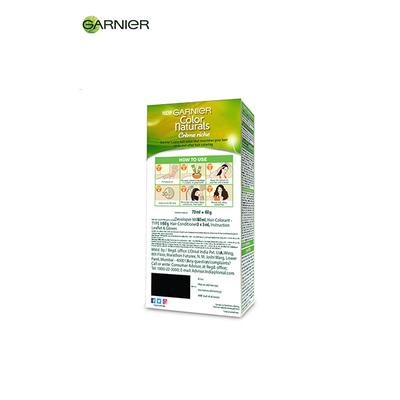 Garnier Color Naturals Creme hair color, Shade 1 Natural Black 70ml+60gm - Crème