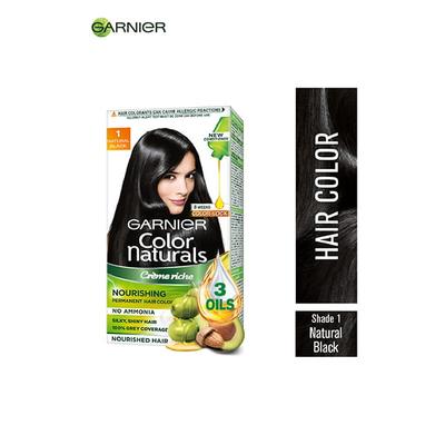 Garnier Color Naturals Creme hair color, Shade 1 Natural Black 70ml+60gm - Crème