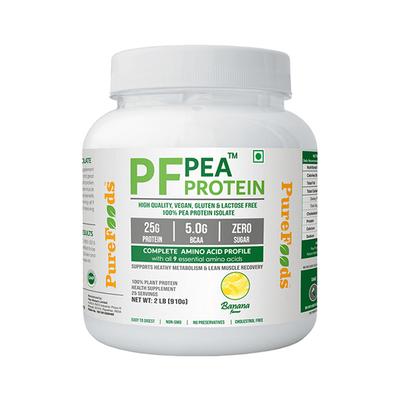 PureFoods PF Pea Protein Powder - Banana Flavour 910 gm - Workout Essentials