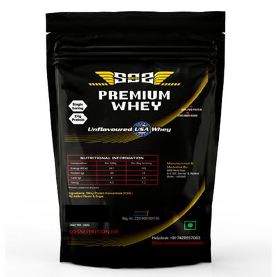SOS Nutrition Premium Whey Protein Powder - Unflavoured (Pack of 4 x 30 gm) - Whey Proteins