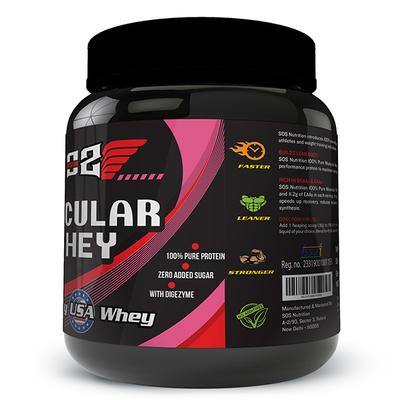 SOS Nutrition Muscular Whey Protein Powder - Strawberry Flavour 2 lb - Whey Proteins