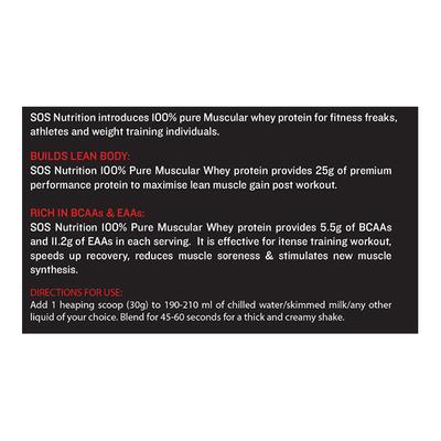 SOS Nutrition Muscular Whey Protein Powder - Strawberry Flavour 2 lb - Whey Proteins