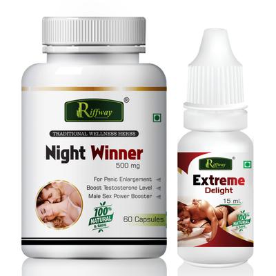 Riffway Night Winner Capsule 60's + Extreme Delight Oil 15 ml - Sexual Healthcare