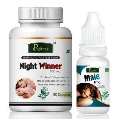 Riffway Night Winner Capsule 60's + Male Oil 15 ml - Sexual Healthcare