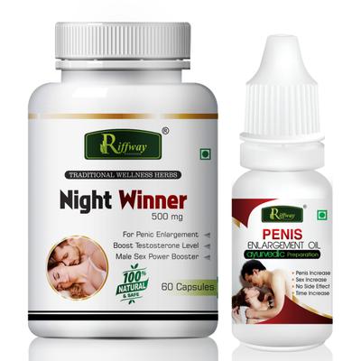 Riffway Night Winner Capsule 60's + Penis Enlargement Oil 15 ml - Sexual Healthcare