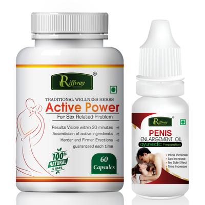 Riffway Active Power Capsule 60's + Penis Enlargement Oil 15 ml - Sexual Healthcare