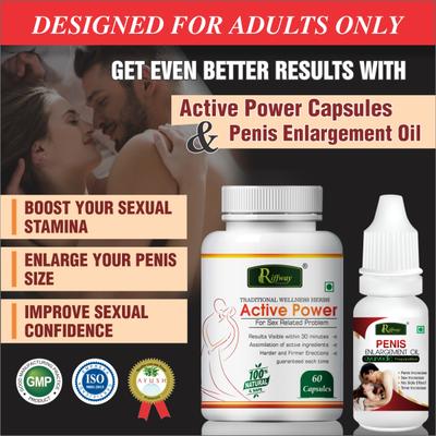 Riffway Active Power Capsule 60's + Penis Enlargement Oil 15 ml - Sexual Healthcare