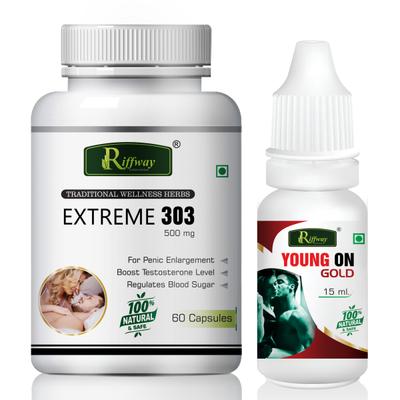 Riffway Extreme 303 Capsule 60's + Young On Gold Oil 15 ml - Sexual Healthcare