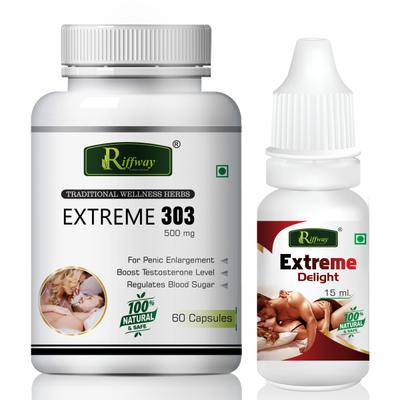 Riffway Extreme 303 Capsule 60's + Extreme Delight Oil 15 ml - Sexual Healthcare
