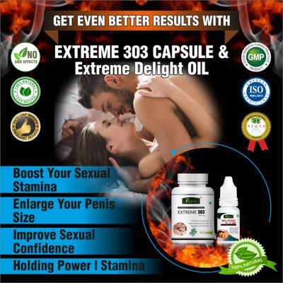 Riffway Extreme 303 Capsule 60's + Extreme Delight Oil 15 ml - Sexual Healthcare