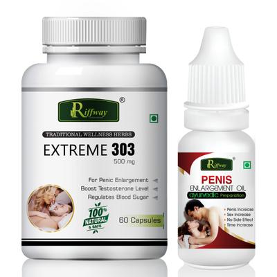 Riffway Extreme 303 Capsule 60's + Penis Enlargement Oil 15 ml - Sexual Healthcare