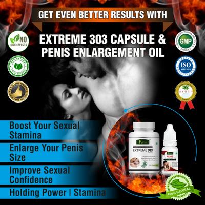 Riffway Extreme 303 Capsule 60's + Penis Enlargement Oil 15 ml - Sexual Healthcare