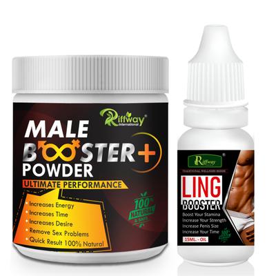 Riffway Male Booster Plus Powder 100 gm + Ling Booster Oil 15 ml - Sexual Healthcare