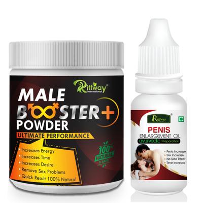 Riffway Male Booster Plus Powder 100 gm + Penis Enlargement Oil 15 ml - Sexual Healthcare