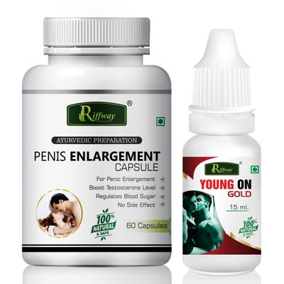Riffway Penis Enlargement Herbal Capsule 60's + Young On Gold Oil 15 ml - Sexual Healthcare