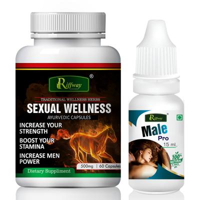 Riffway Sexual Wellness Capsule 60's + Male Pro Oil 15 ml - Sexual Healthcare