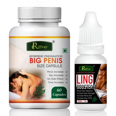 Riffway Big Penis Size Capsule 60's + Ling Booster Oil 15 ml - Sexual Healthcare