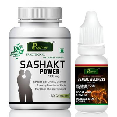Riffway Sashakt Power Capsule 60's + Sexual Wellness Oil 15 ml - Sexual Healthcare